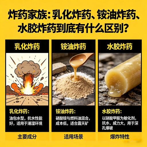万年炸药家族：乳化炸药、铵油炸药、水胶炸药到底有什么区别？